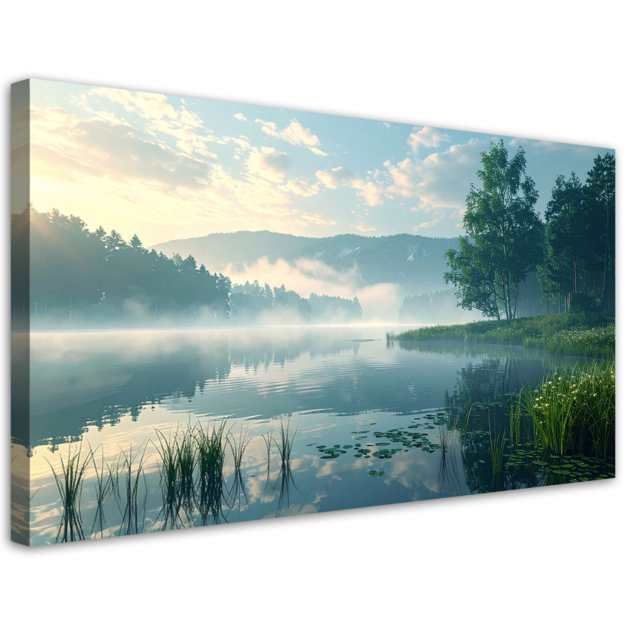Obraz do salonu sypialni biura, Las jezioro we mgle krajobraz 80x40