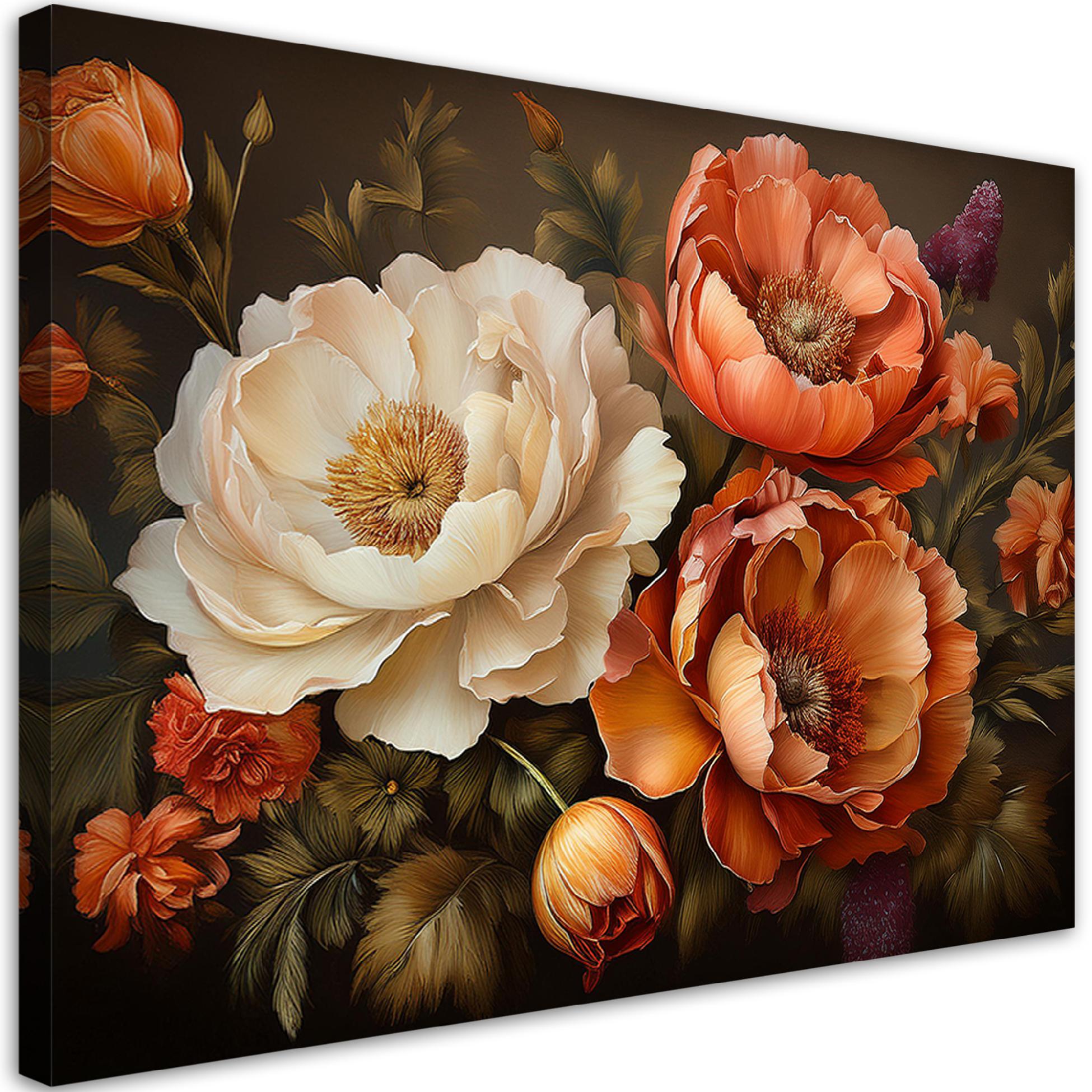 Obraz na płótnie, Nature Botanicals Liście Kwiaty 90x60