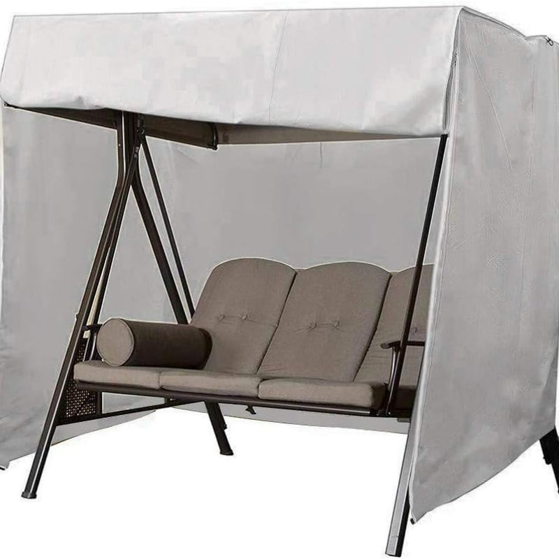 Pokrowiec na huśtawkę ogrodową, wodoodporny pokrowiec Oxford z powłoką anty-UV (szary, 220 × 125 × 170 cm)