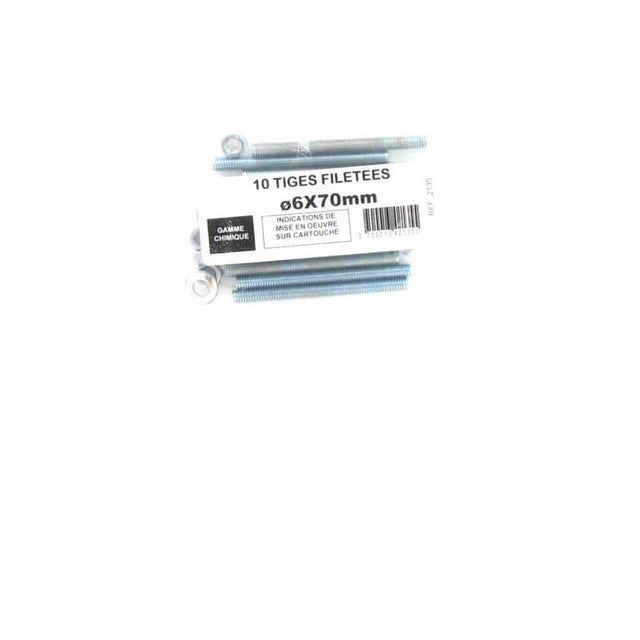 Pack de 10 Tiges Filetées M6 BATIFIX diamètre 6 x 70mm