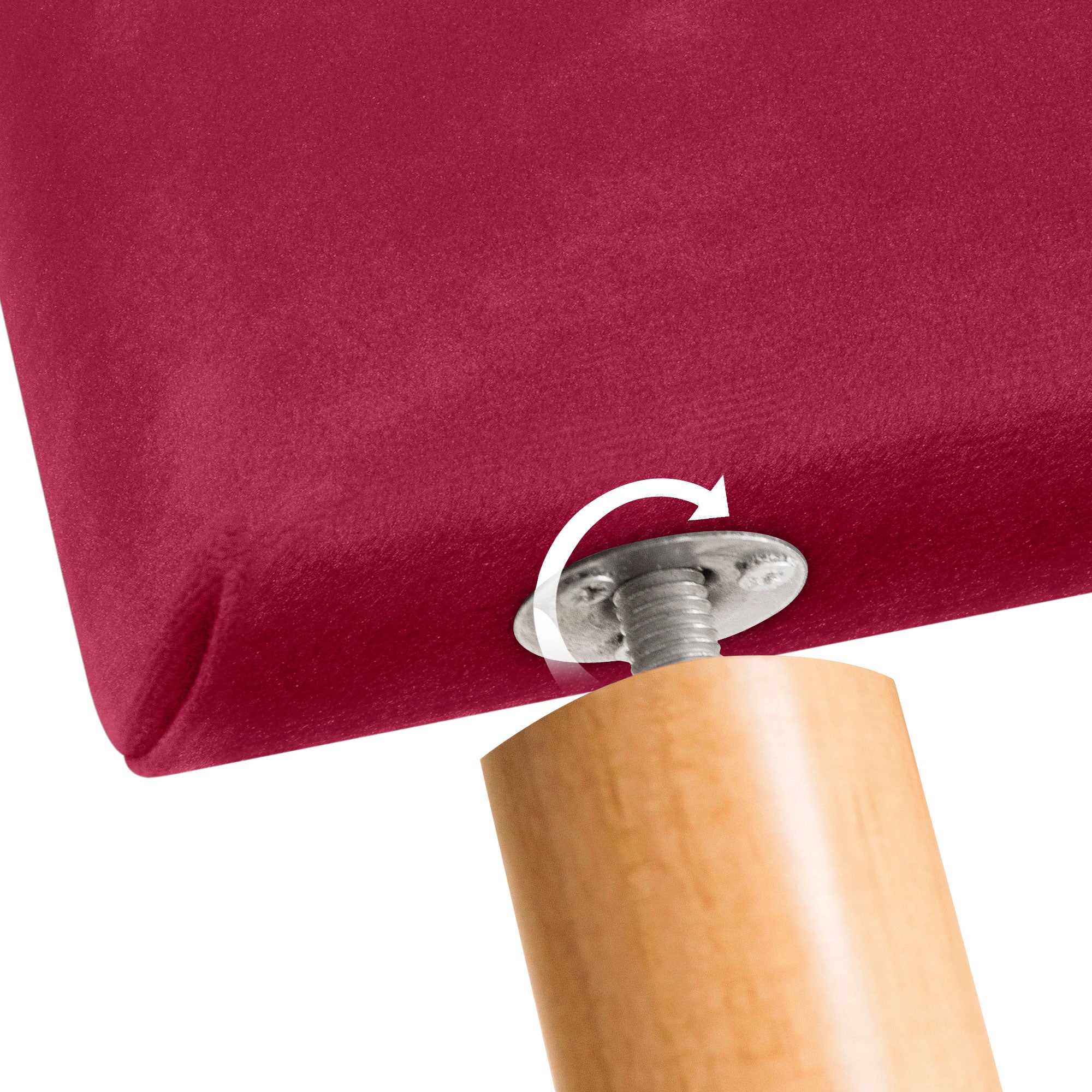 DHOME Testiera in Velluto Liscio con Gambe Camera da letto Imbottita con Testiera Imbottita Moderna di Fascia Alta (Rosso, 105x105cm) - 6