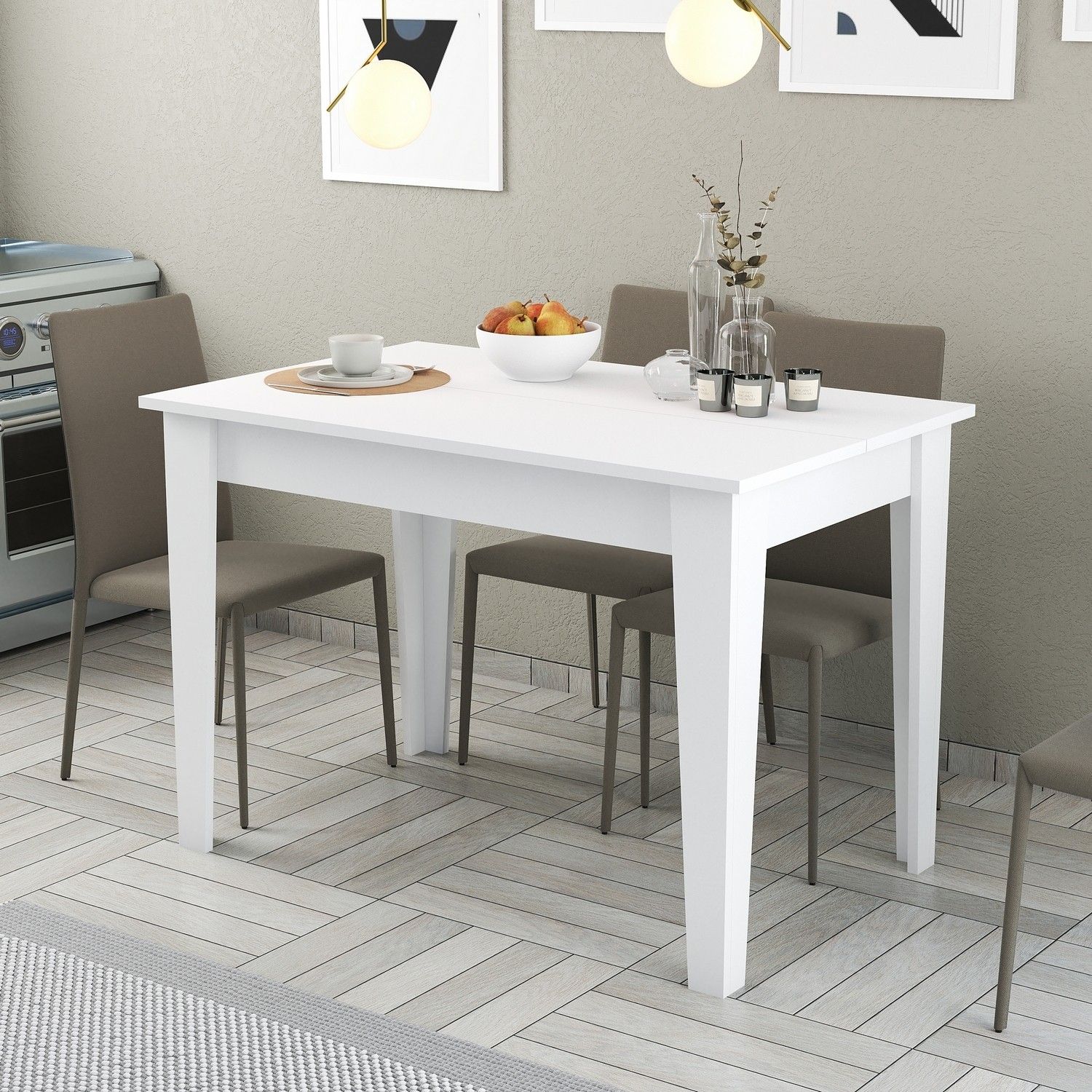 Table de salle à manger avec rangement Fiorita L110cm Blanc | Leroy Merlin