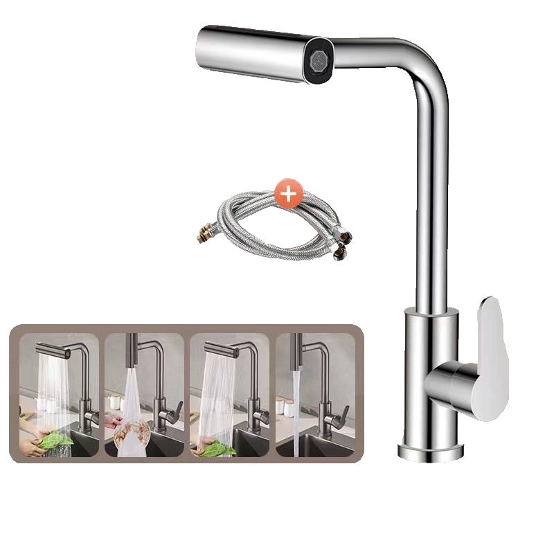 Grifo De Cocina Ibergrif M14150 - Mezclador Monomando Caño Alto, Acero Inoxidable, Plata Grifo De Cocina Ibergrif M14150 - Mezclador Monomando Caño Alto, Acero Inoxidable, Plata