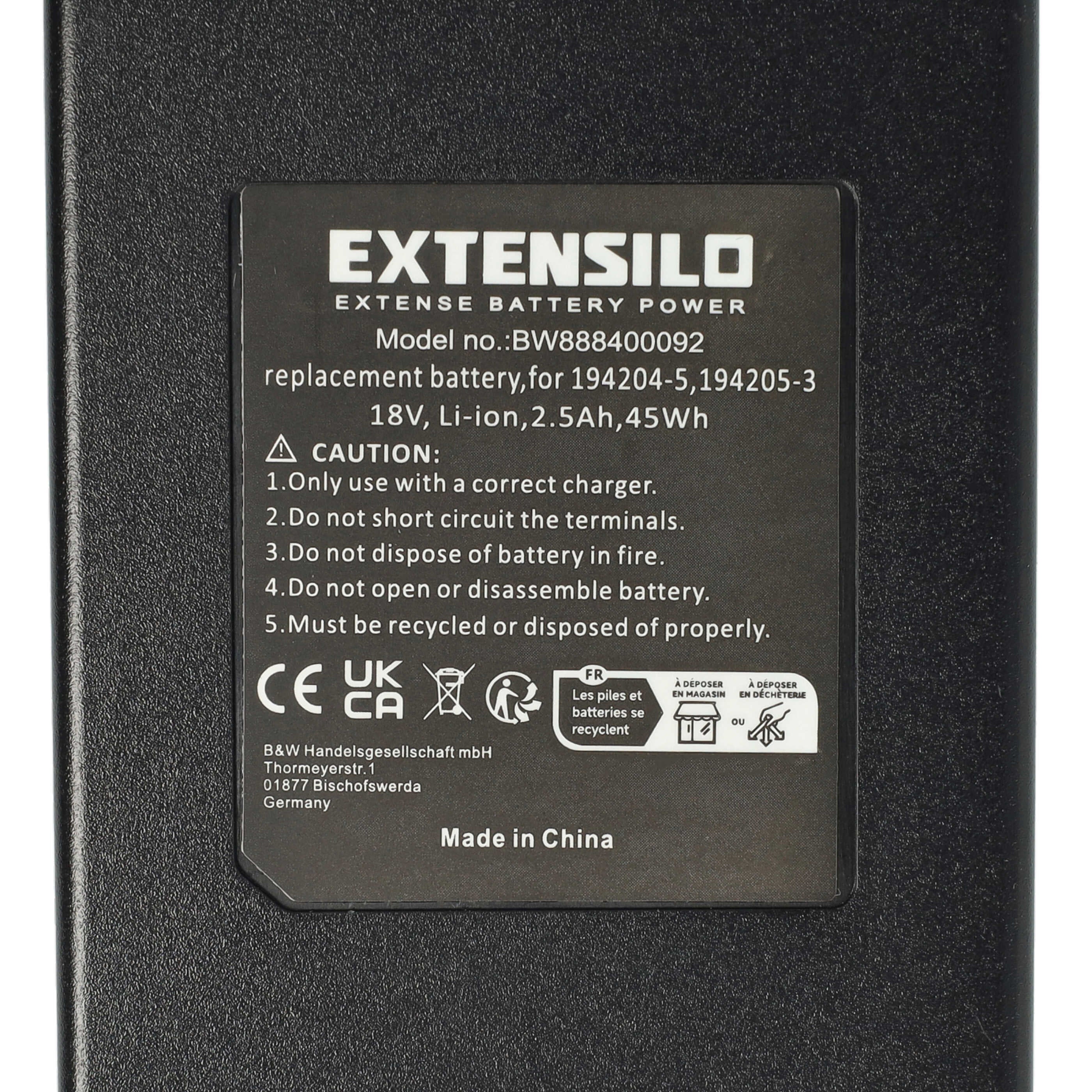 EXTENSILO 3x Batterie compatible avec Makita DCU180Z, DDA350RTJ, DCS553Z, DDA350ZJ, DCS553, DCU180 outil électrique (2500 mAh, Li-ion, 18 V) - 4