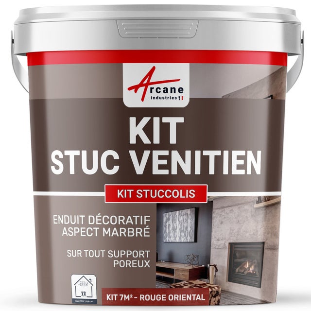 Kit stuc venitien enduit stucco spatulable décoratif - KIT STUCCOLIS Rouge Oriental - 7 m² - ARCANE INDUSTRIES