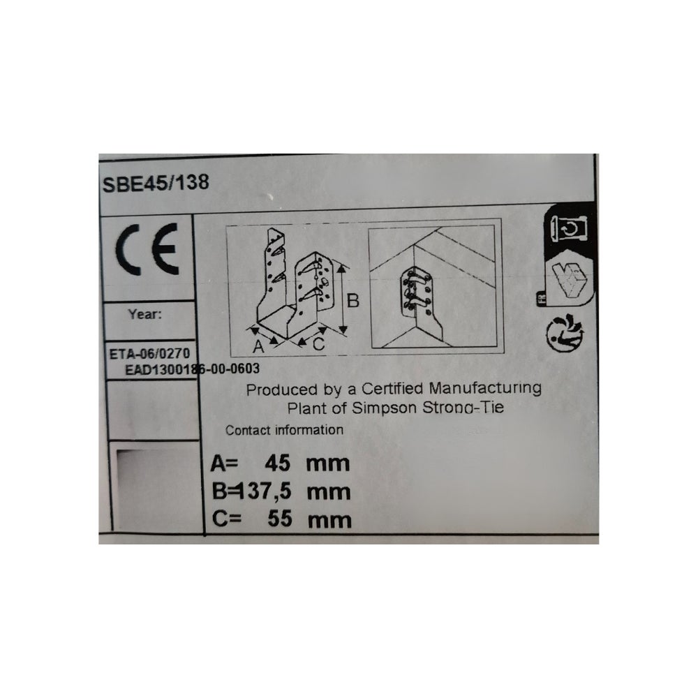 Lot de 10 Sabot ailes extérieure SBE 45/138 - 45x137,5x55 mm - SIMPSON - 5