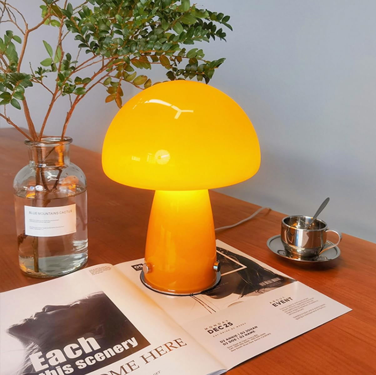 Lampe de table LED à intensité variable, lampe de table champignon en verre, trois températures de couleur 3000K/4000K/6000K, adaptée à la chambre - 5