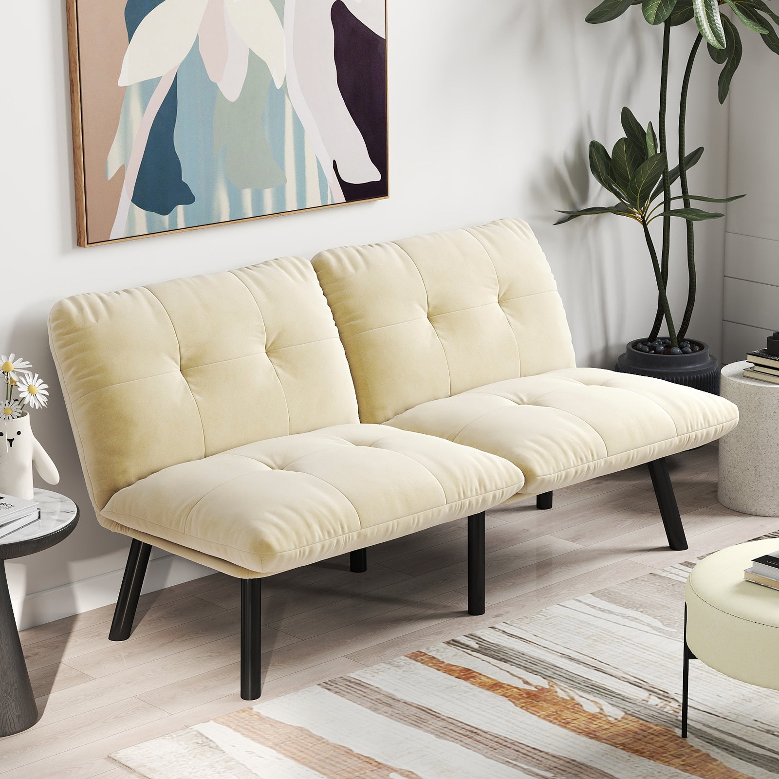 Couleurs crème, meubles de canapé modernes – Canapé futon 2 places avec ...