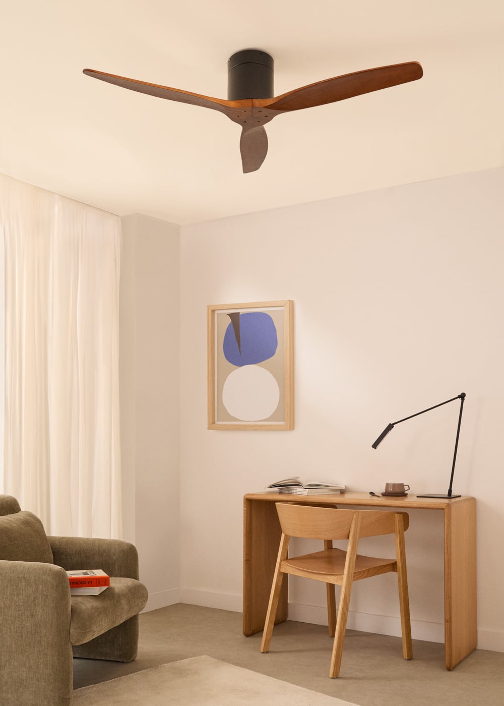 CREATE- WIND CALM M - Ventilador de teto silencioso de 40 W com pás técnicas em ABS Ø132cm - sem luz - com wifi - 2
