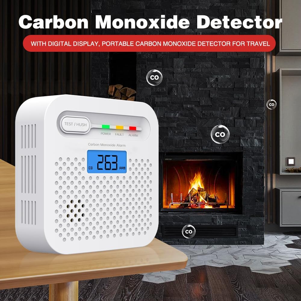 Détecteur de monoxyde de carbone Alarme sonore En50291 LCD Double alimentation S