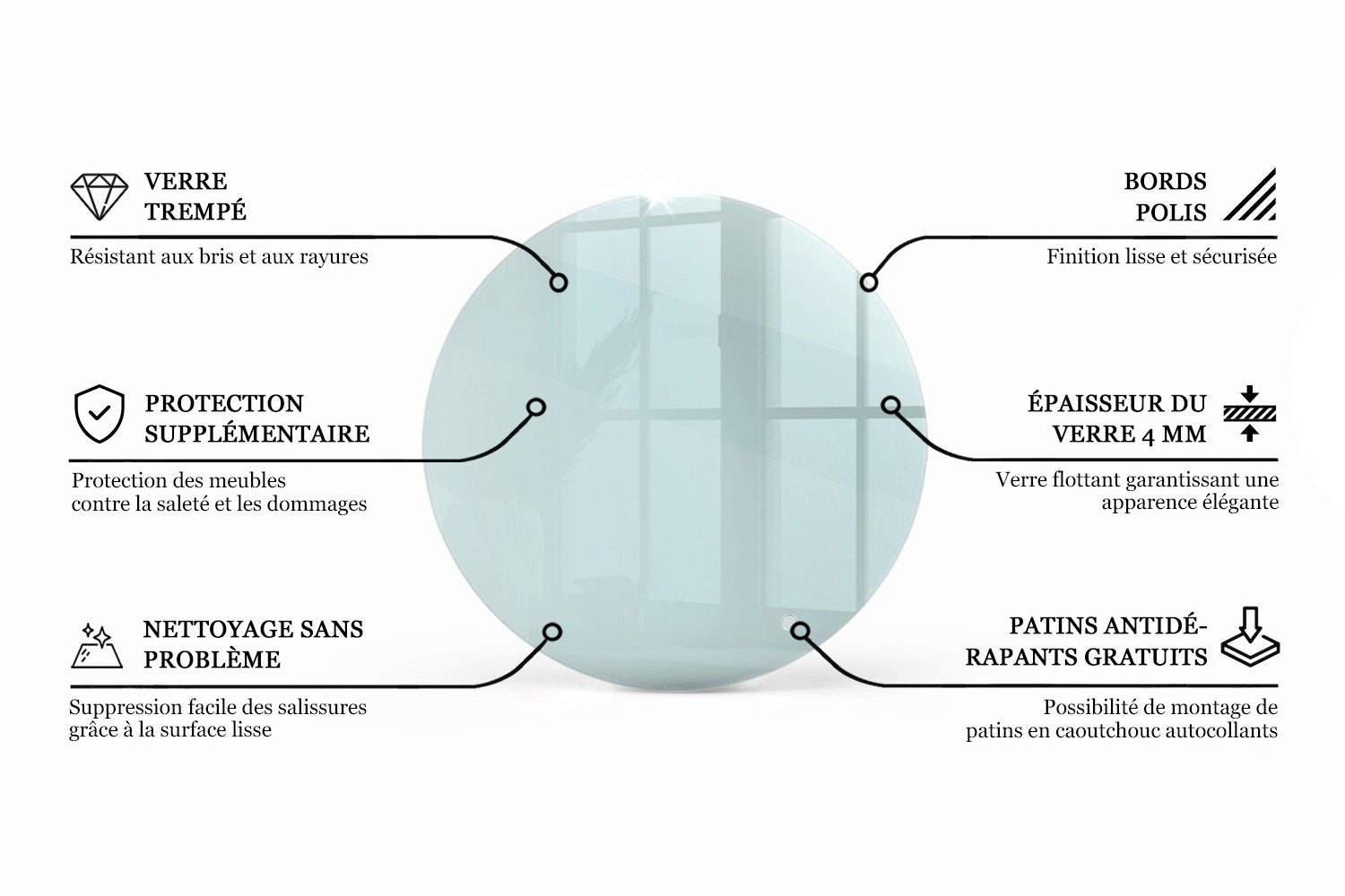 Plateau décoratif pour le salon, la cuisine | Roue | Transparent | 100x100 - 2