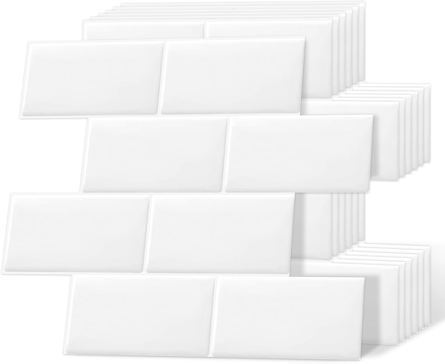 10x Samoprzylepne płytki ścienne, efekt białej ściany metra, ściana kuchenna, łazienka - 29,4 x 21,3 cm