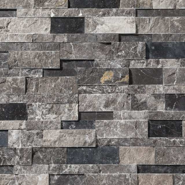 Pierre de parement Marbre Gris Noir 60x15 cm Brut/Adouci (lot de 0,99 m² soit 11 plaques) - RO'MA NATURE