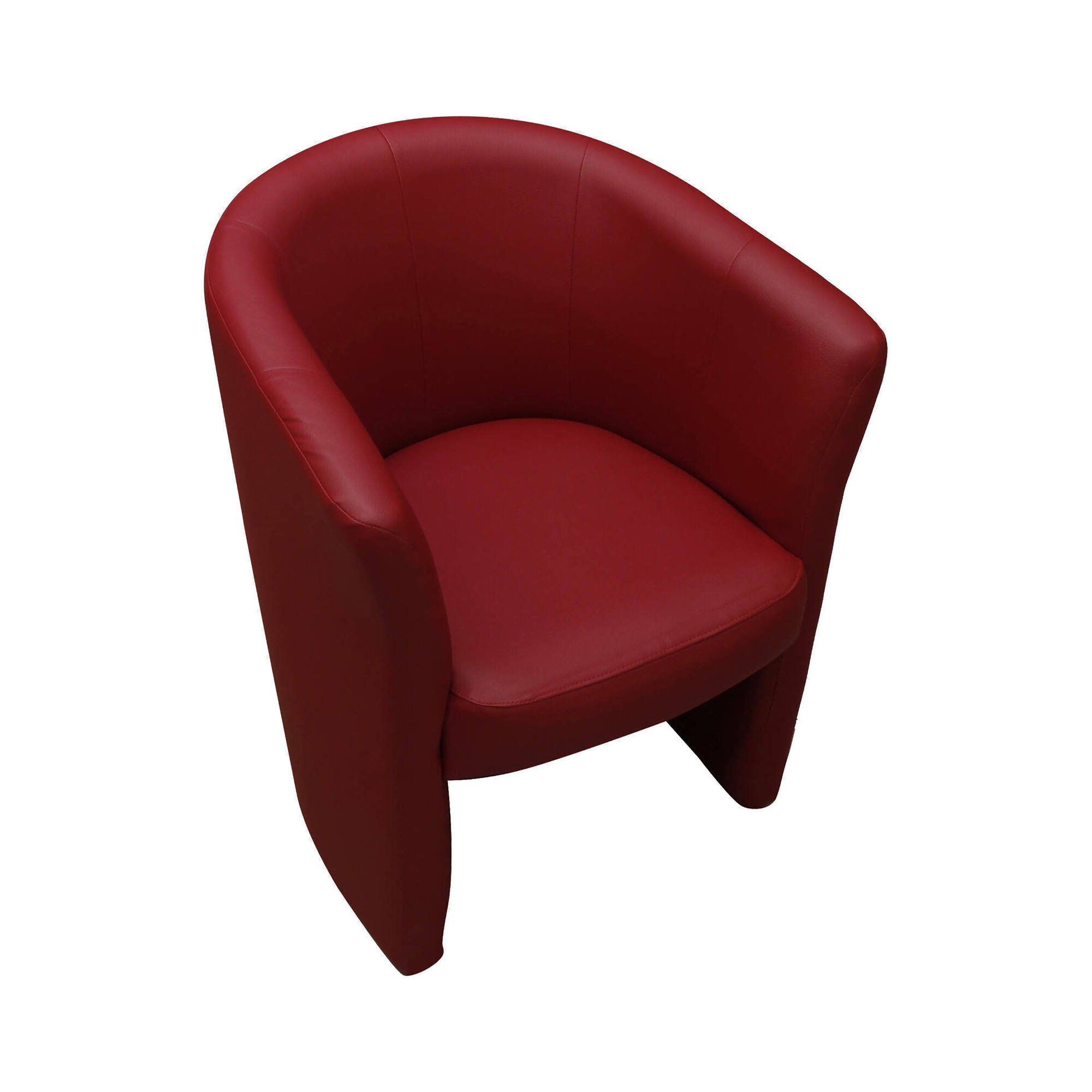 Sillón abrera, sillón de salón, asiento acolchado, silla con reposabrazos de cuero ecológico, 64x63h76 cm, rojo