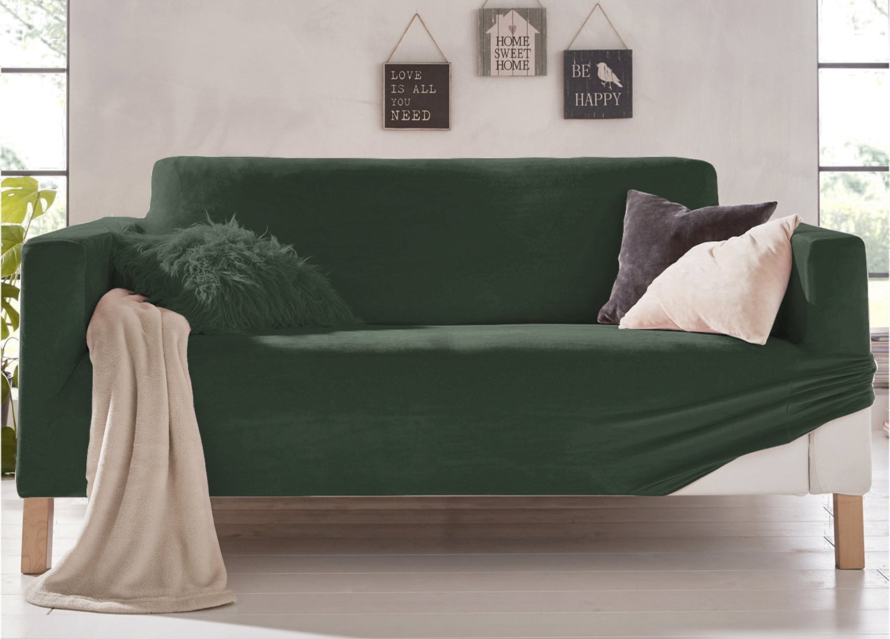 Coprisedia, velluto elasticizzato, XL, verde, sedile