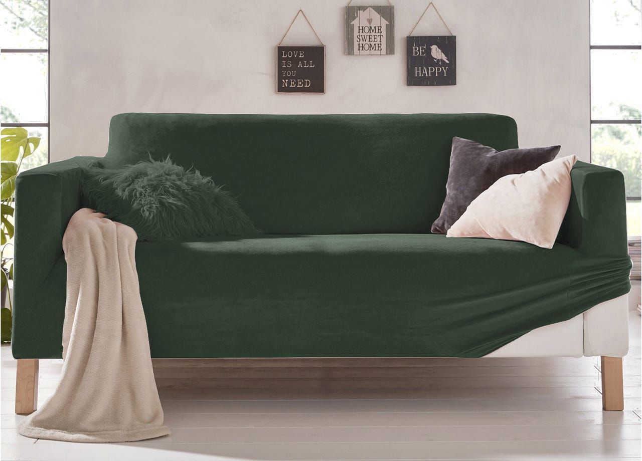 Coprisedia, velluto elasticizzato, XL, verde, sedile Coprisedia, velluto elasticizzato, XL, verde, sedile