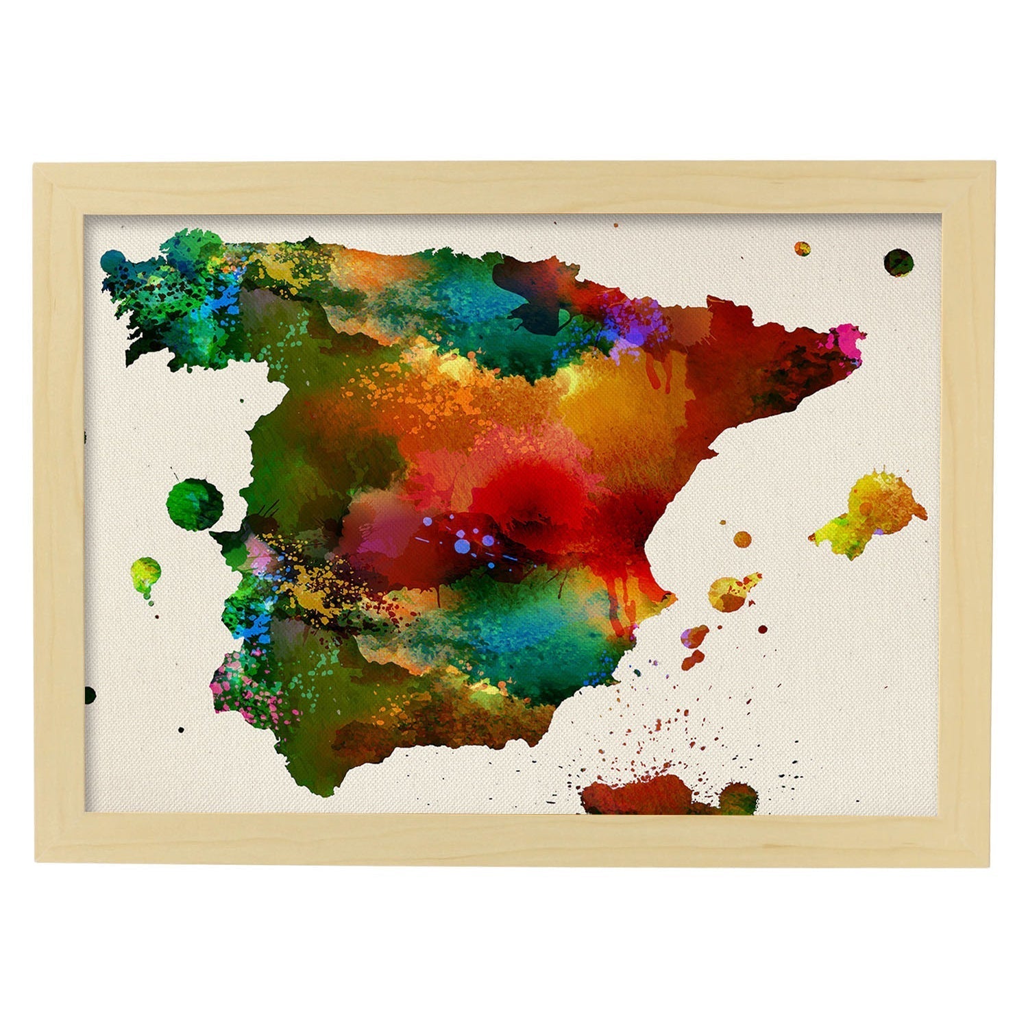 Poster de mapa espana 3. láminas e ilustraciones de ciudades, comunidades, y mapas de espana. marco negro - a3