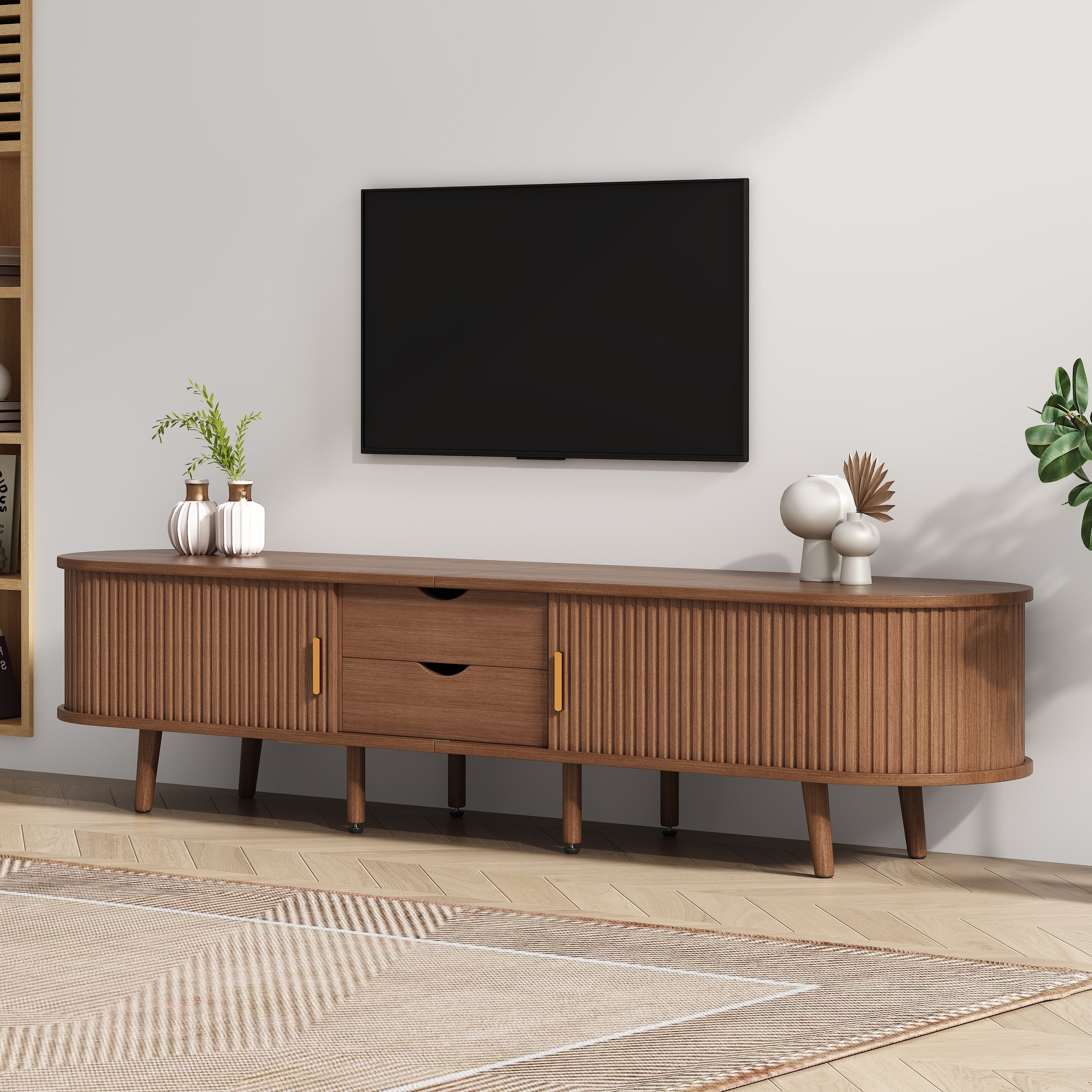 TV Stand moderno centro di intrattenimento con 3 cassetti pieghevole Tv Cabinet