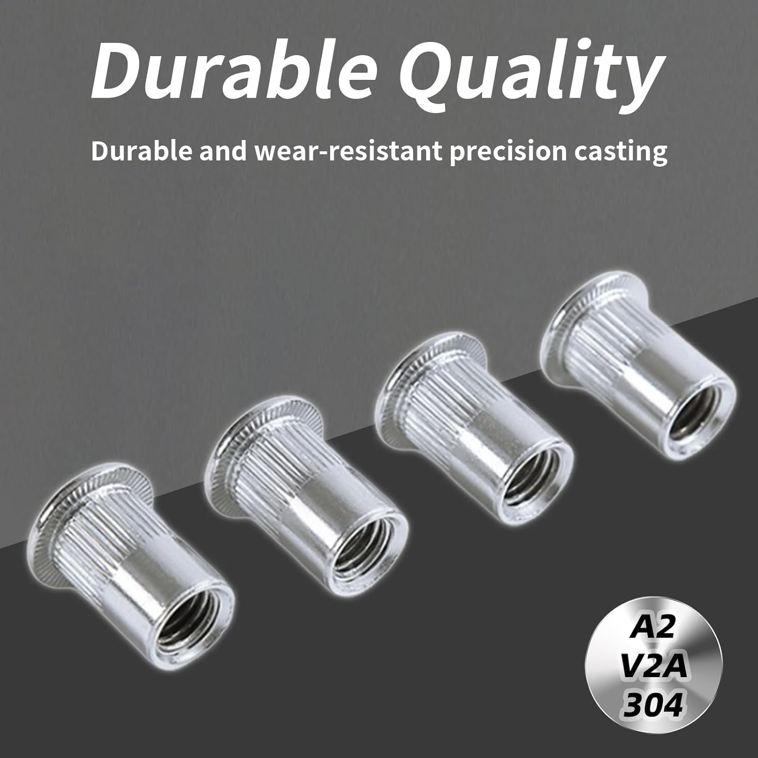 50 Pièces M8 Écrous à Sertir Filetés, Rivets Inserts Filetés en Acier Inoxydable à Tête Plate, Écrous à Riveter Aveugles pour Fixations en Métal - 3