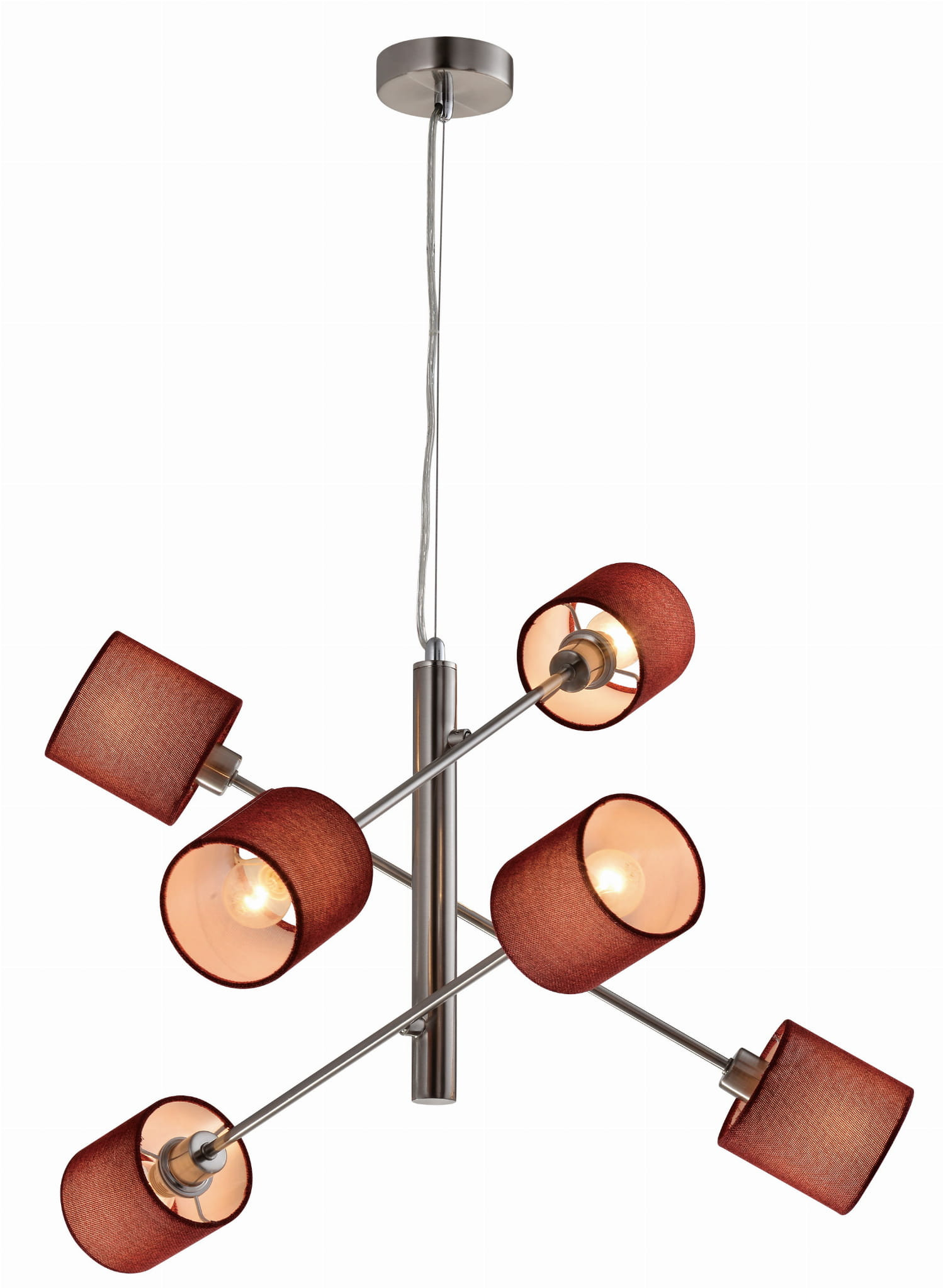 Lampa wisząca Sax srebrna 6xE14x40W wym: 125 x 66 x 66 cm tkanina Candellux