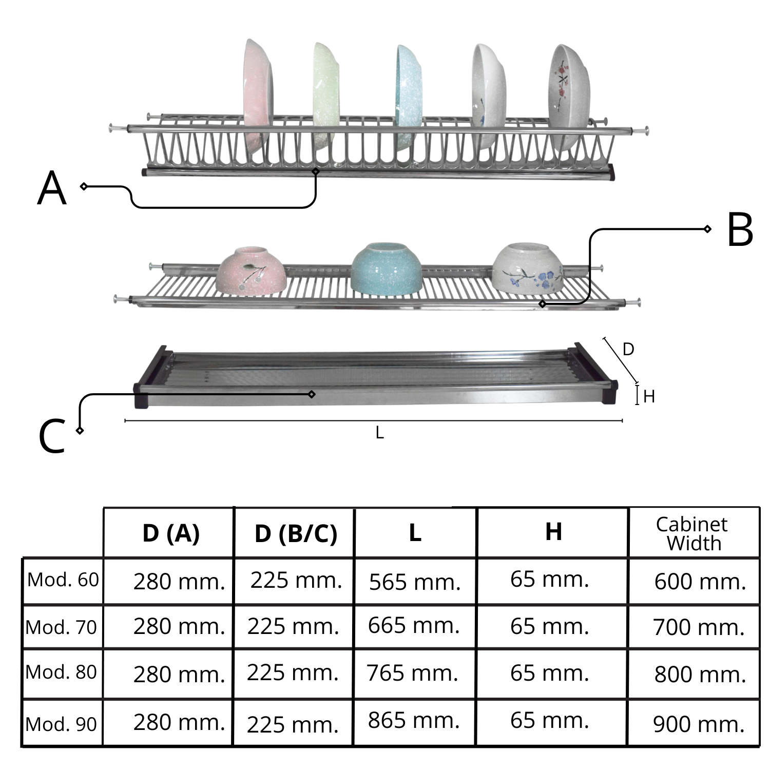 Para módulo de 90CM Escorredor de louça em aço inox embutido com molas reguláveis Para armário suspenso Kit com colector de pingos e grelha de vidro - 2