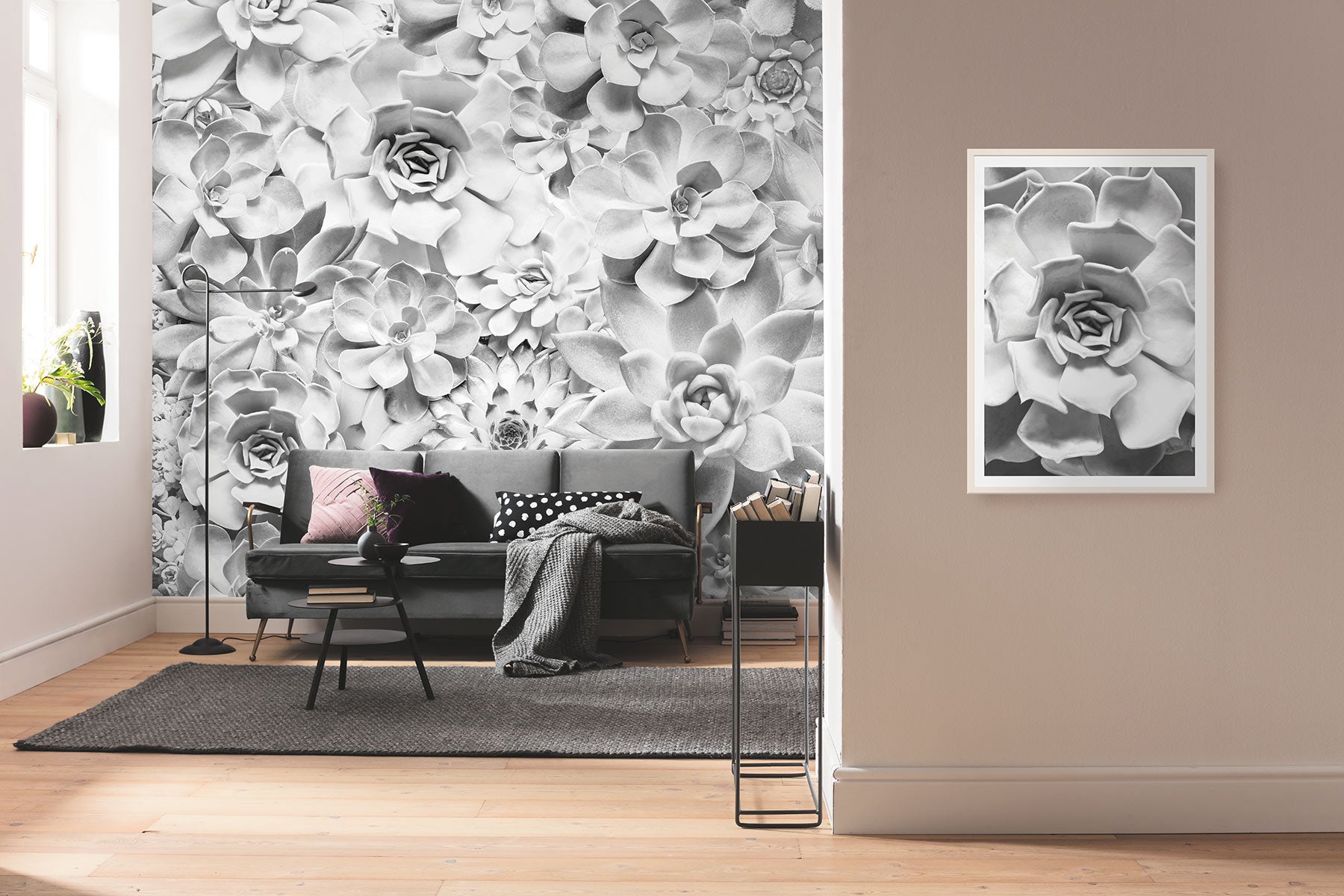 Fototapeta liście jasnoszarym - 400 x 250 cm - SANDERS &amp; SANDERS