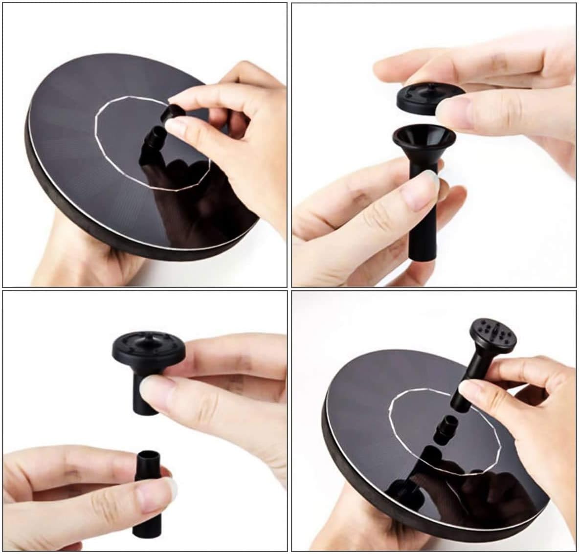 Fontaine Solaire Pompe, 1.4W 150L/h Pompe à Eau Solaire(70CM Maximum) + 4 Buses, Mini Pompe Solaire(Pas Besoin Batterie et électricité Requise) - 4