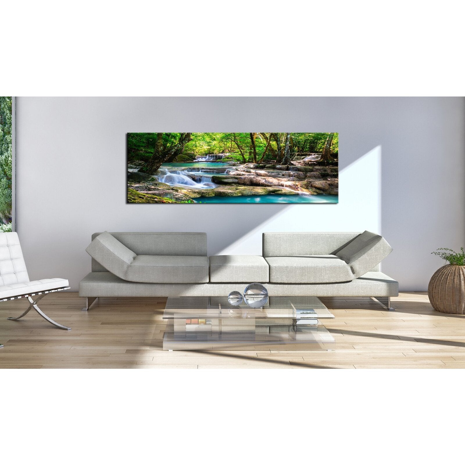 Tableau cascade de la forêt naturelle - 150 x 50 cm - 2