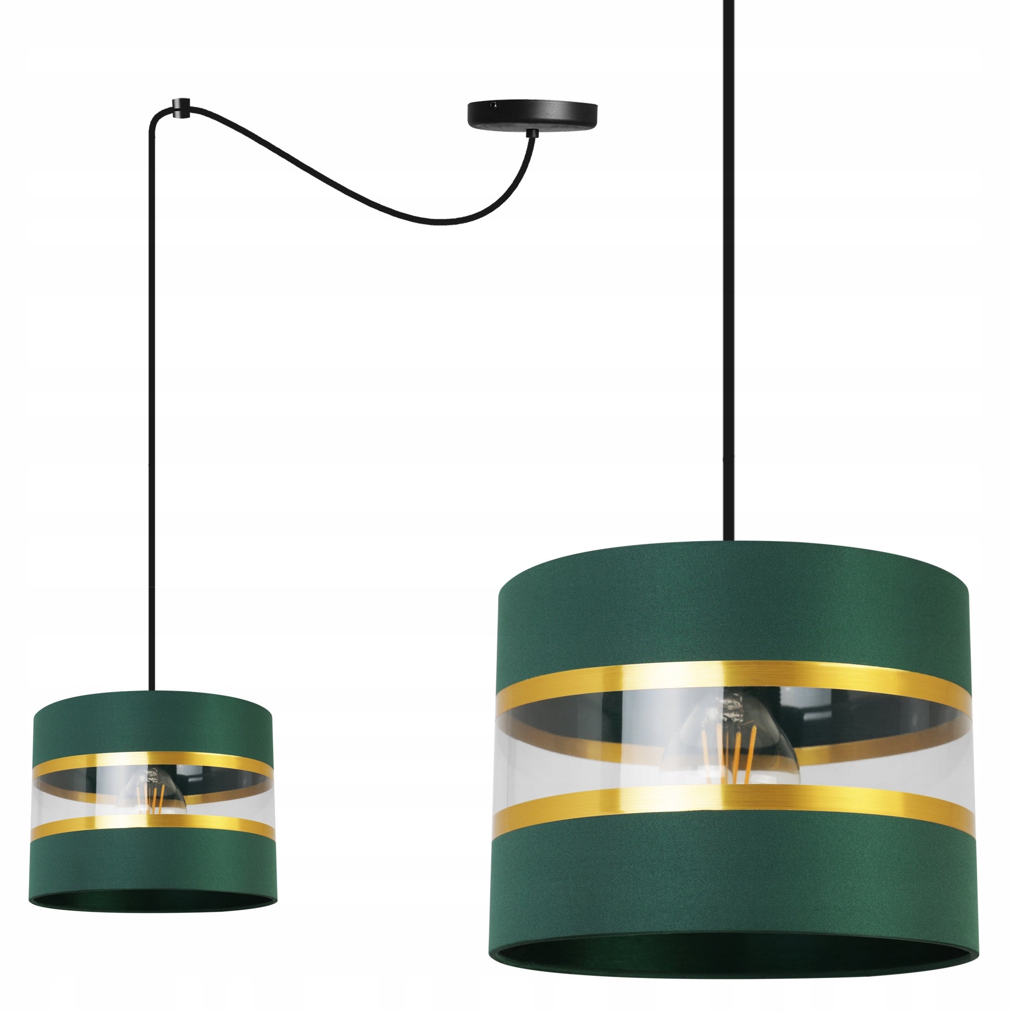 Lampa sufitowa wisząca Spider Elegance Gold modern 1xE27 abażur walec czarno/zielony Light Home LH