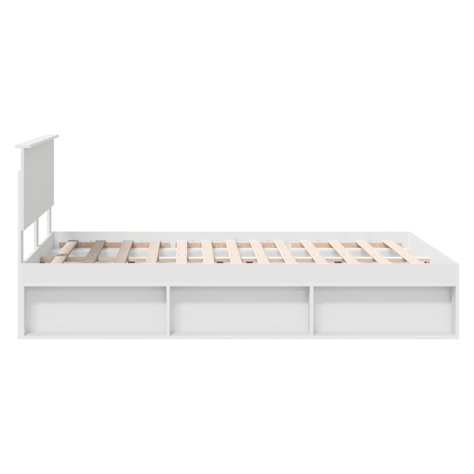 Cadre de lit blanc 140 x 190 cm panneau de bois - 8