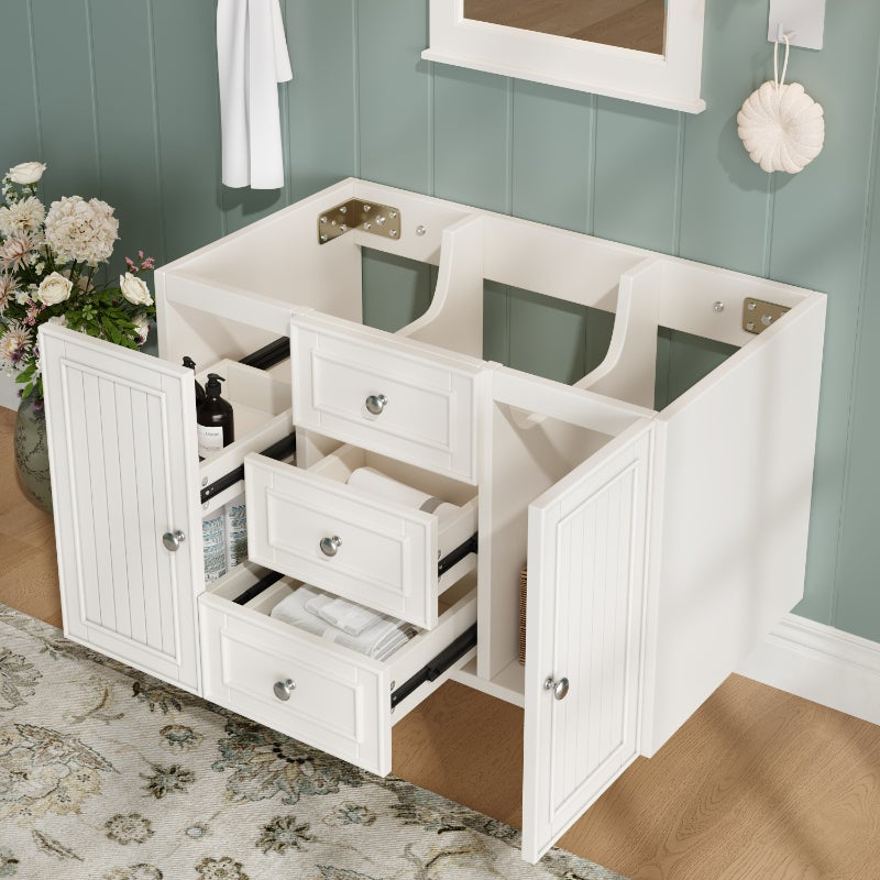 Nowoczesna szafka pod umywalkę wisząca z 3 szufladami i dużą przestrzenią do przechowywania, biała, 78,5x46x46,8 cm