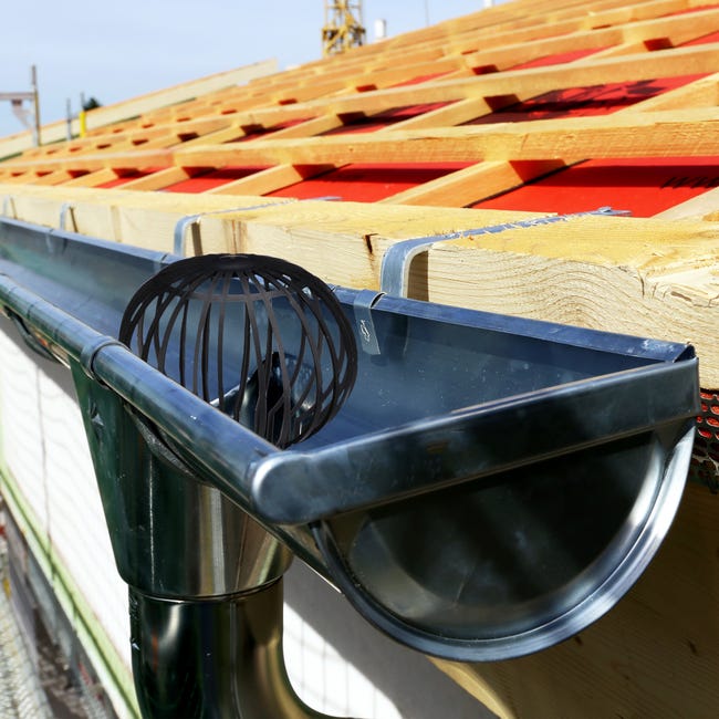 Parafoglie Per Grondaie Relaxdays - Set Da 4 In Plastica Nero Diametro 13 Cm - Foto 5