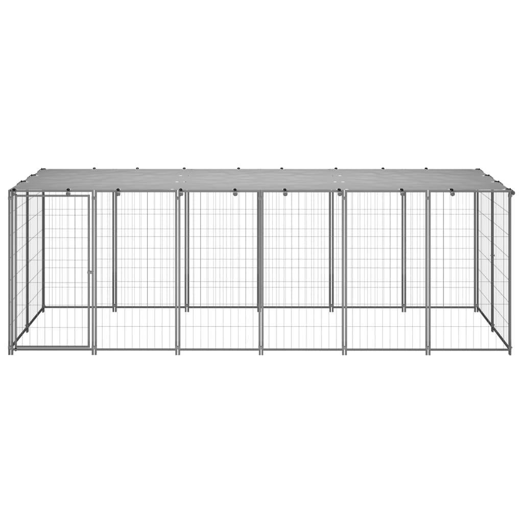 Cuccia da esterno gabbia recinto parco animali cane argento 330 x 110 x 110 cm acciaio 02_0000270 - 3