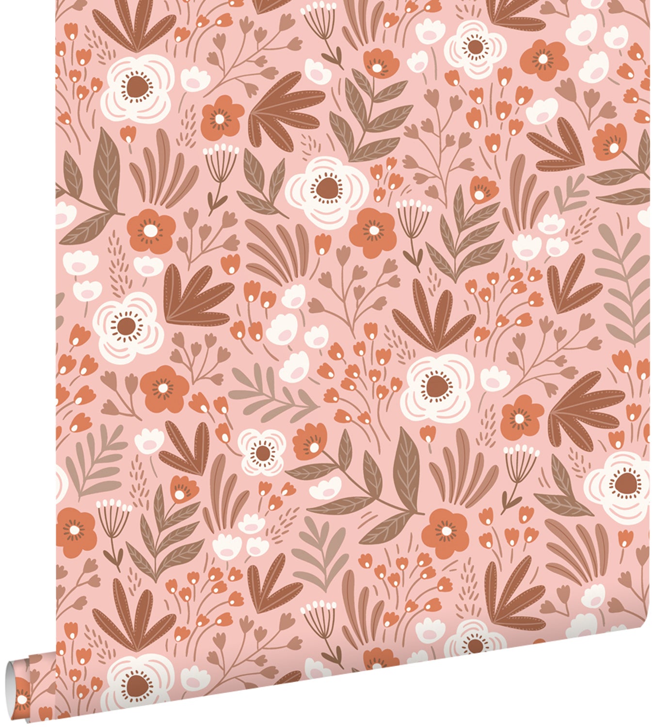 Tapeta kwiaty terakoty różowej - 50 x 900 cm - ESTAHOME