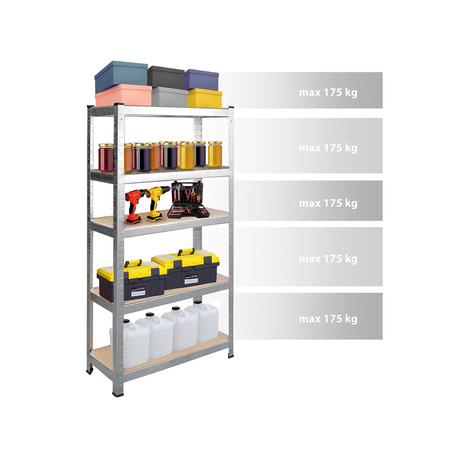 Étagère en métal Humberg HR-812, lot de 2, 180 x 90 x 40 cm - 7