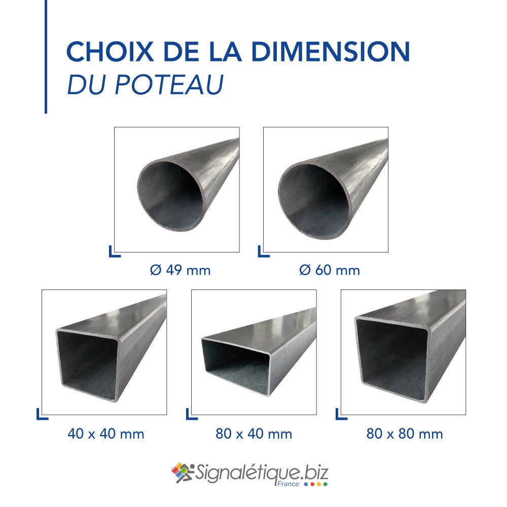 Poteau carré acier galvanisé anti-corrosion H.2 m, 80 x 80 mm (8 x 8 cm) - 4