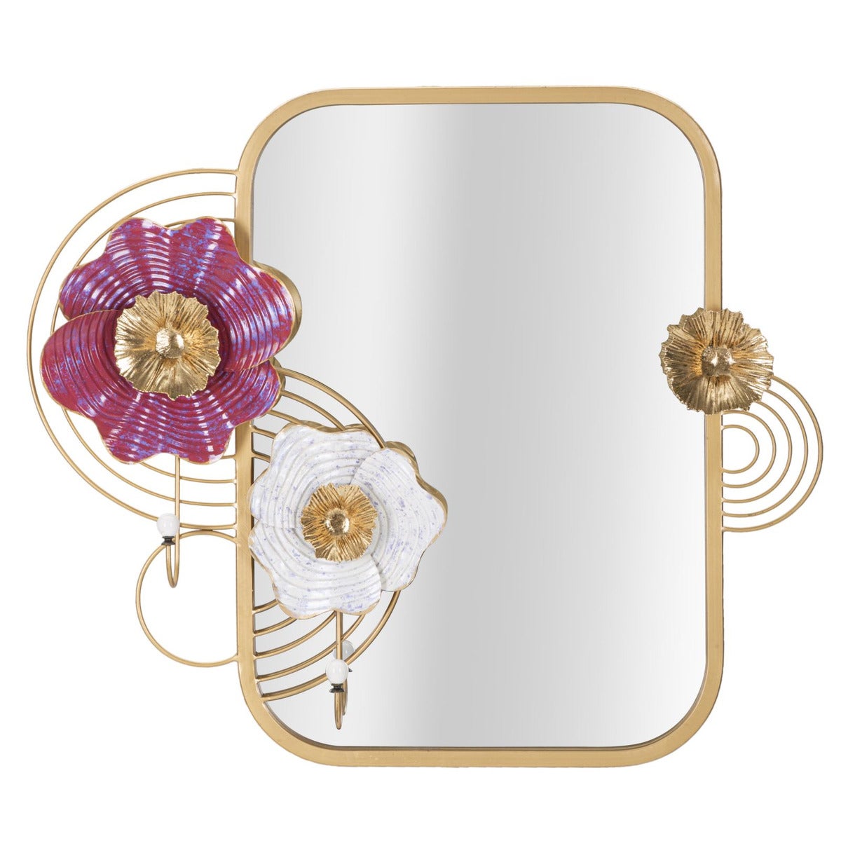 Lustro w Ramie Kwiaty 57, Metal, Wielokolorowy, Seven Design
