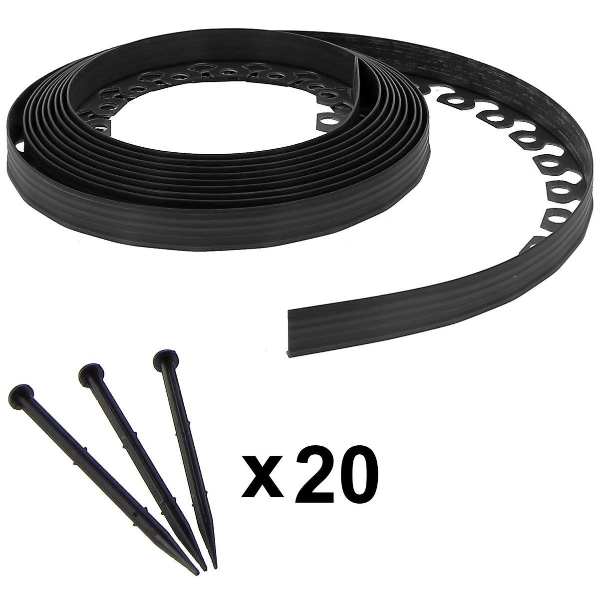 Bordura Flessibile Da Giardino Marrone - 3,8 Cm X 10 M, Con 20 Picchetti, Delimitazione Aiuole E Vialetti