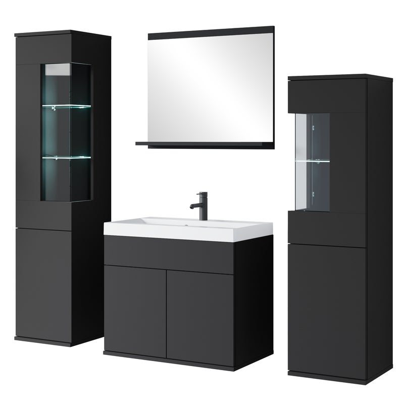 MINIO go for it, Zestaw mebli łazienkowych NIKITA czarny, 4-częściowy