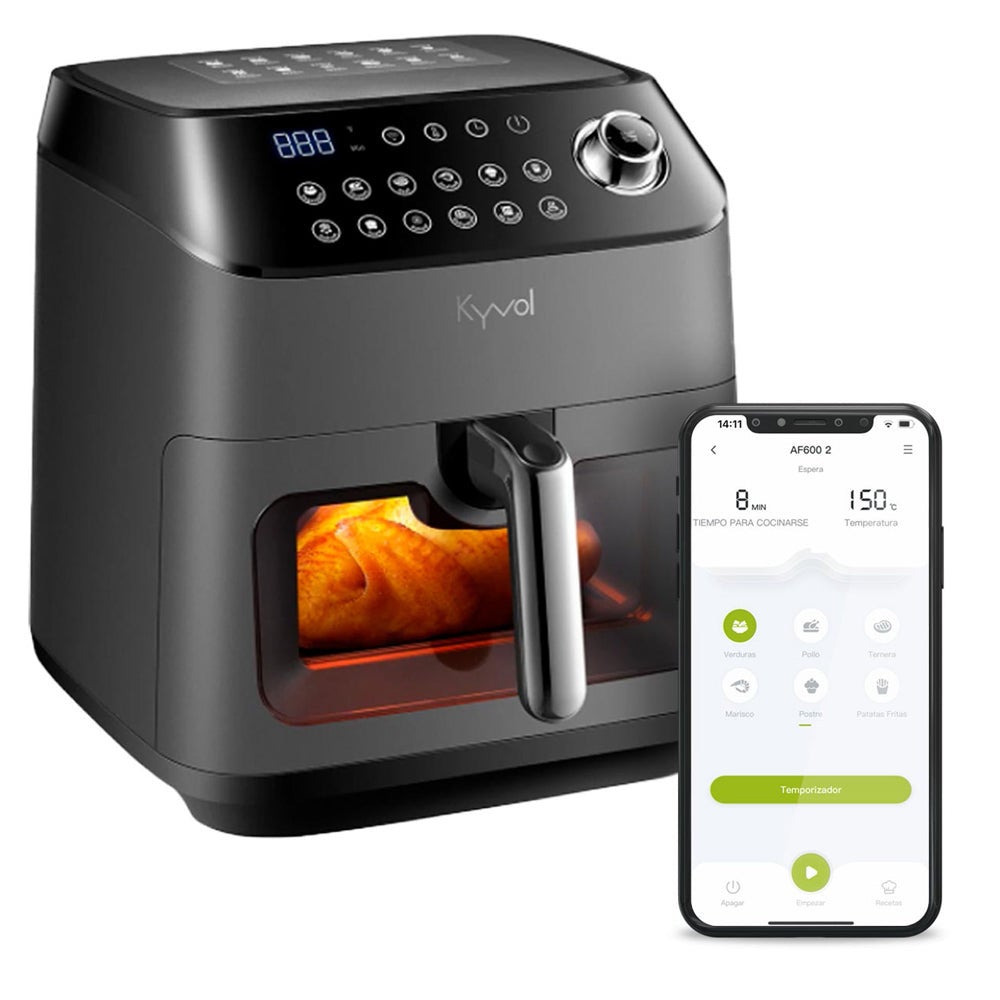 Airfryer. Freidora De Aire Caliente Sin Aceite Kyvol AF600 WIFI. 5,68 L. 12 Programas. App móvil - 4