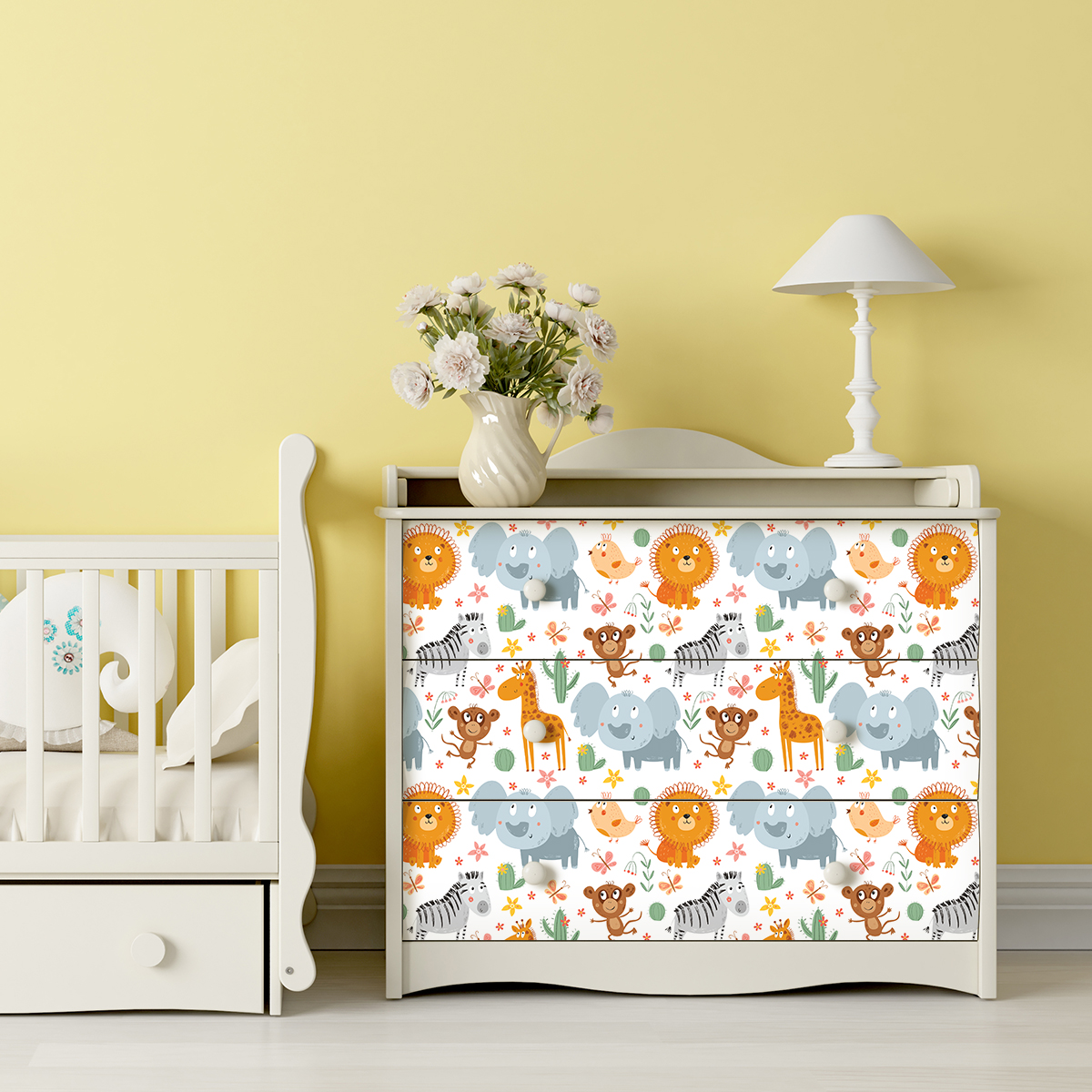 Pegatina muebles para niños animales exóticos - adhesivo de pared - revestimiento sticker mural decorativo - 60x90cm