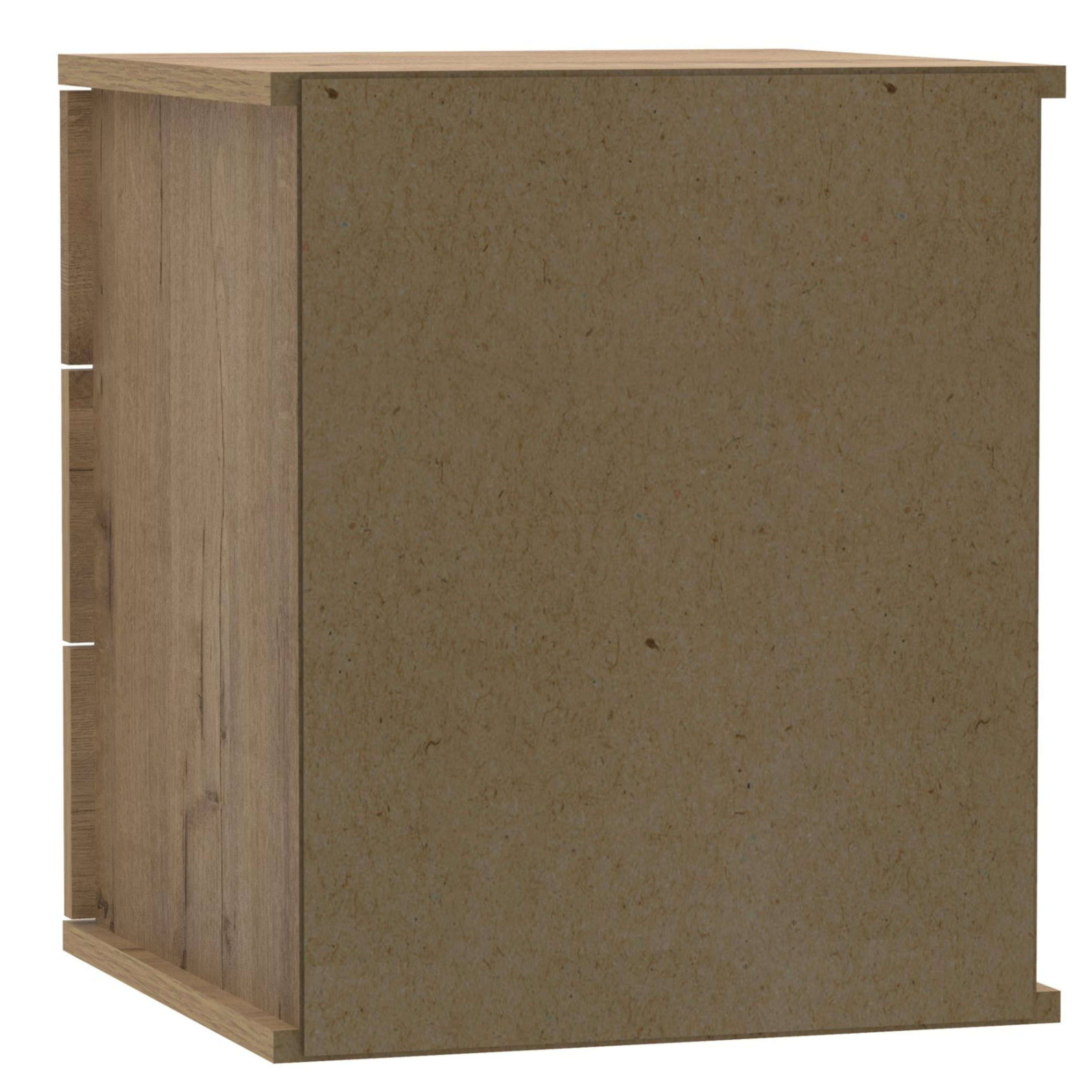 Table de chevet 3 tiroirs Dana, meuble de chambre contemporain, couleur chêne doré, 41 x 49 cm - 3