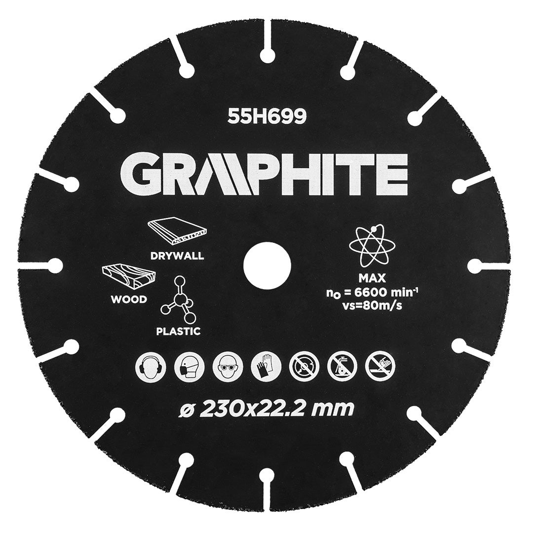 Disc de taiere din carbura de tungsten pentru lemn si plastic 230 x 22,2 mm 55H699