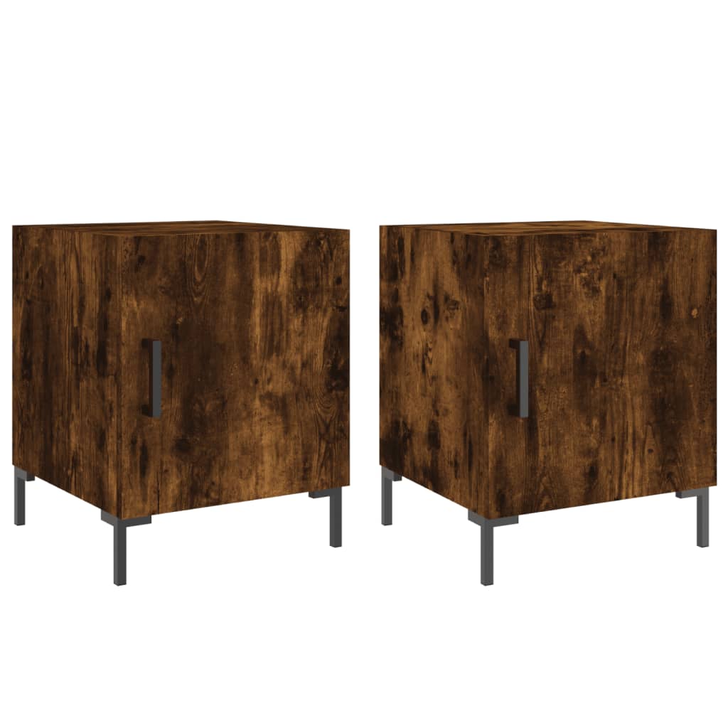 Maison Exclusive - Tables de chevet 2 pcs chêne fumé 40x40x50 cm bois d'ingénierie - 2