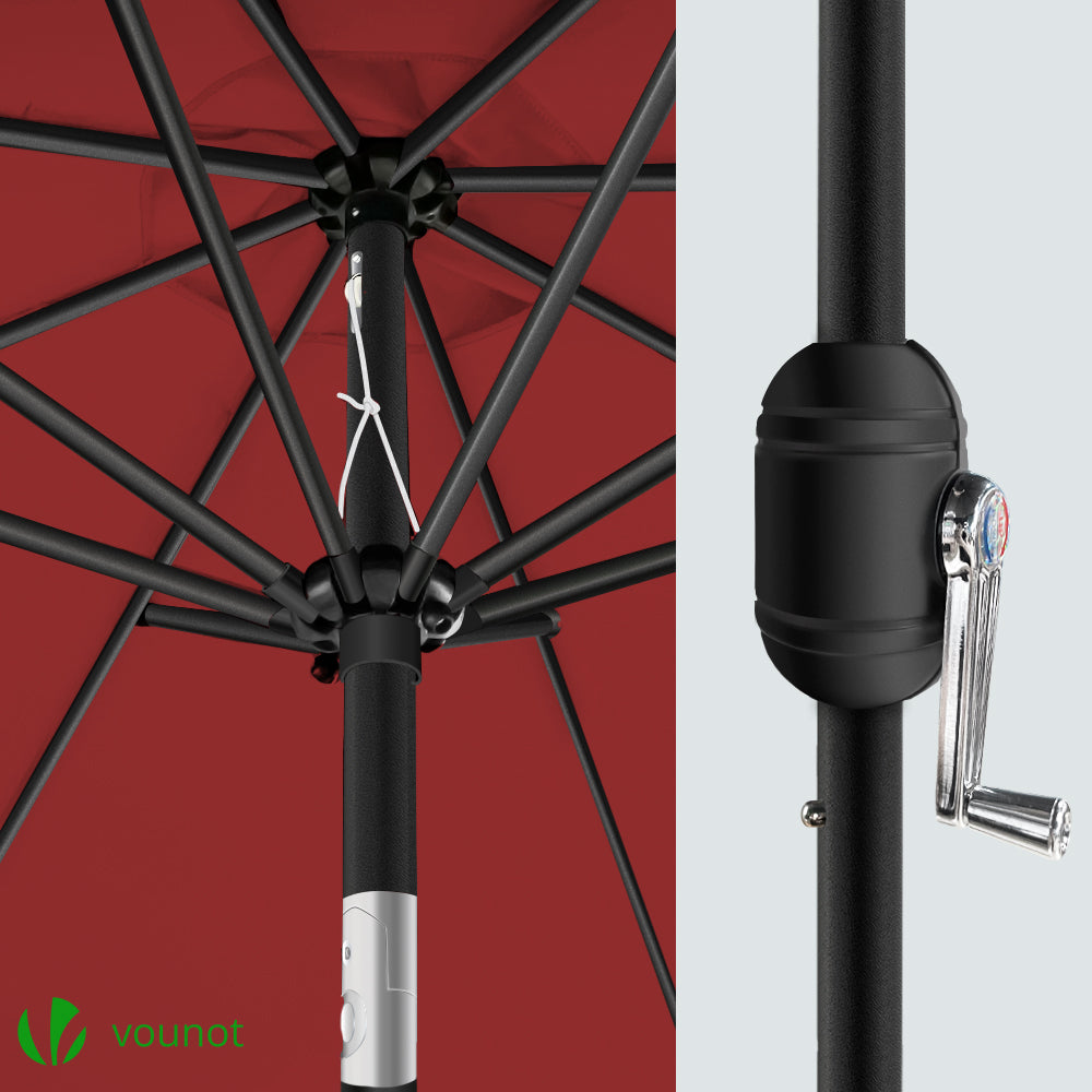 Parasol inclinable Ø 2,7 x H 2,4 m avec housse de protection rouge - Anti-UV, imperméable - VOUNOT® - 3