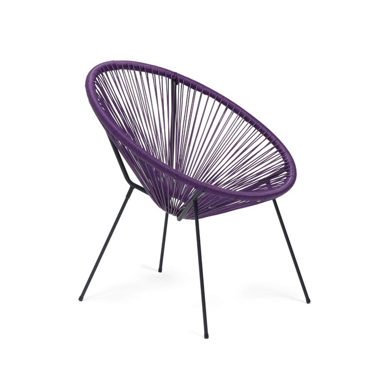 Fotel ogrodowy Rebecca Mobili Papatya 80x70x76 Stal PE Fioletowy Czarny Vintage