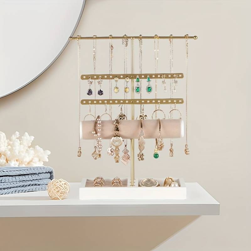 Porte-bijoux 4 étages élégant et pratique - Parfait pour Bagues, Bracelets, Colliers - 5