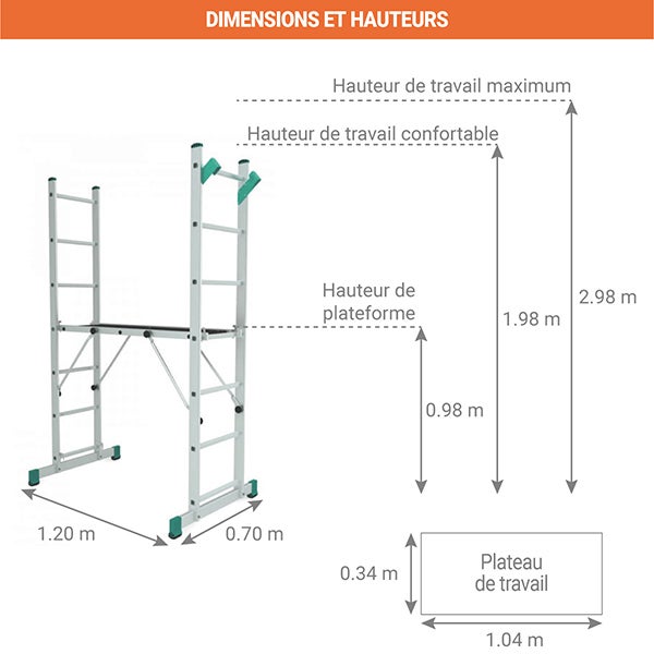 Echafaudage pour escalier : 3.00m haut. travail max - 8507 - 2