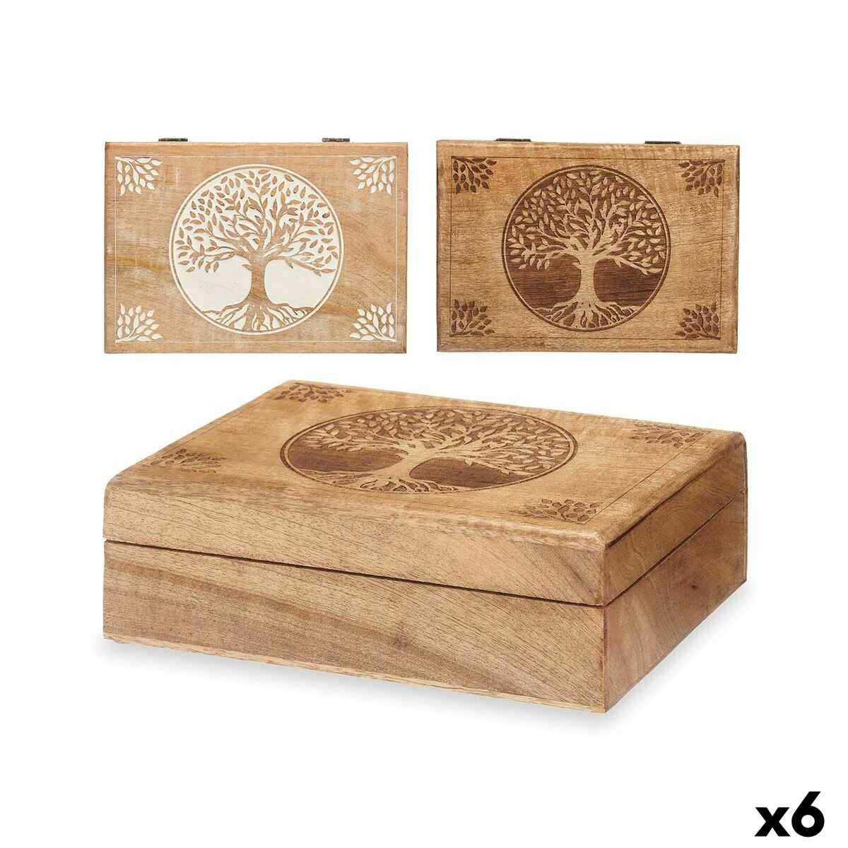 Boîte En Bois De Manguier Samhita Avec Couvercle Sculpté - 22.86x15.24x7.62cm - Rangement Déco, Idée Cadeau