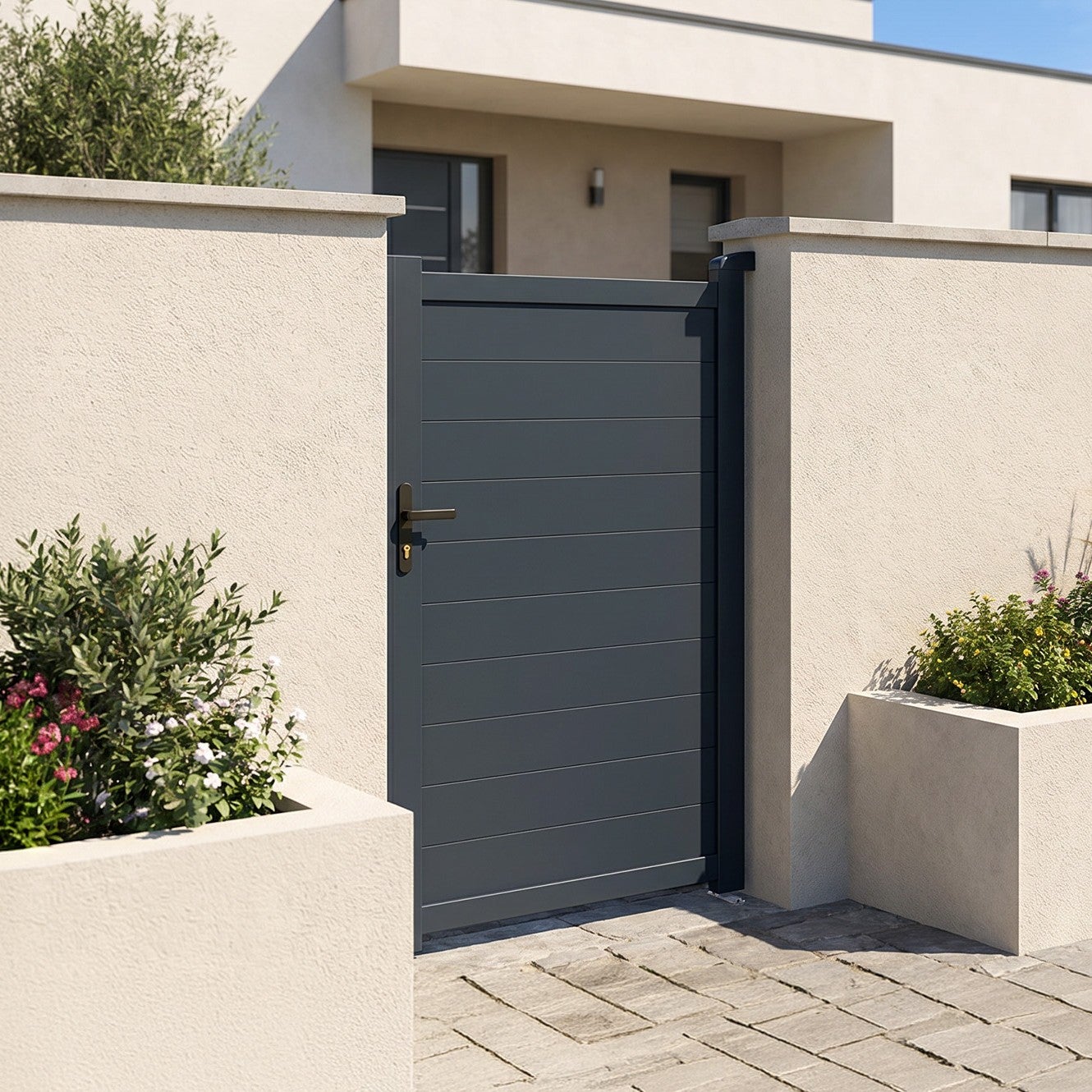 Portillon 1m EIGER H.180cm aluminium gris - 4